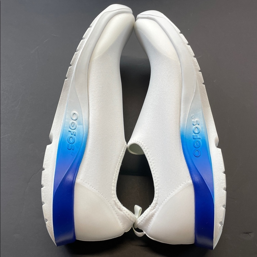 OOFOS OOmg White Slip On Shoes Green Interior Walking Comfort Mens Sz 12.5 - Picture 8 of 9